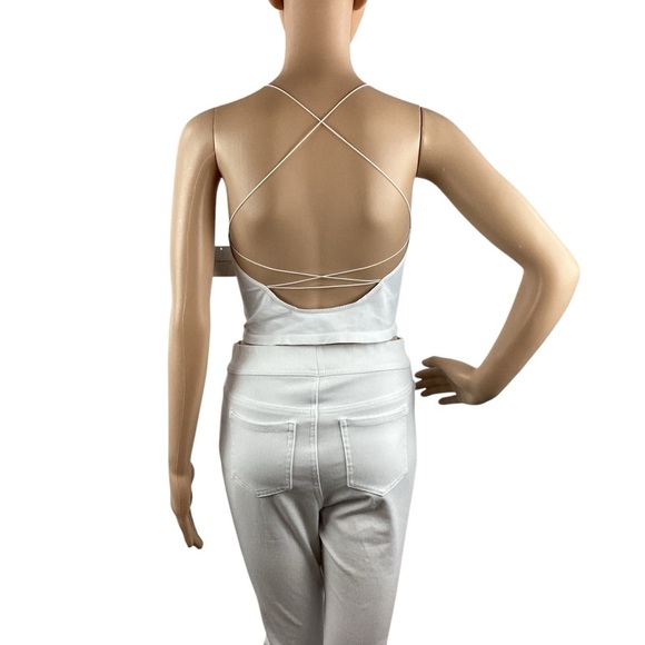 Free People Intimately White Strappy Back Bralette Crop Top Size M/L - Picture 5 of 8